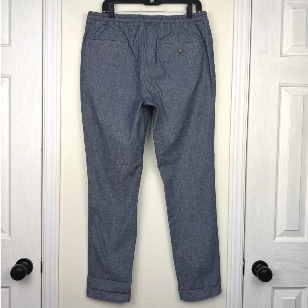J.Crew Jogger CHAMBRAY Blue Pants Mens 32x30 Cotton Stretch Elastic Waist Casual